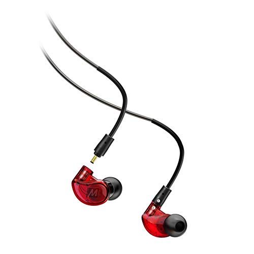 MEE audio M6 PRO In Ear Monitor Headphones for Musicians, 2nd Gen Model With Upgraded Sound, Memory Wire Earhooks & Replaceable Cables, Noise Isolating Professional Earbuds, 2 Cords Included (Red) - color: Red, style: In-Ear Monitors
