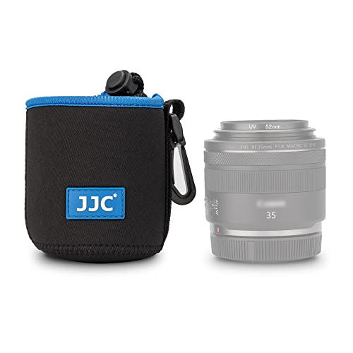 JJC Drawstring Neoprene Camera Lens Pouch Case, Protective Lens Bag for Mirrorless Lenses Up to 2.9 x 3.9 (D X H) for Canon RF 35mm EF 50mm EF-S 18-55mm EF-M 15-45mm Sony E 50mm & More - size: S (2.9" x 3.9")