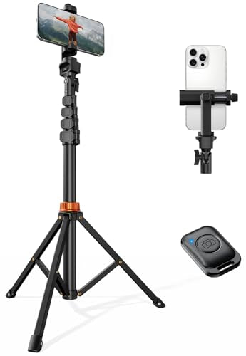 VIMOSE 66" Phone Tripod, Tripod for iPhone with Remote & Phone Stand, Extendable Cell Phone Tripod for Video Recording, Ultimate Tripod & Monopod Accessories for iPhone/Android, Clamp Mount - color: ANTHRACITE