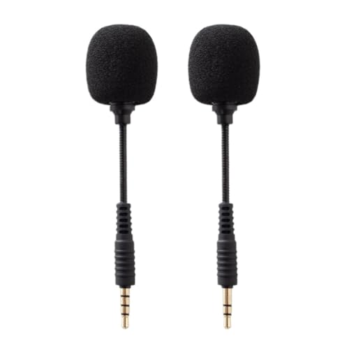 TEHAUX 2pcs Mini Noise-reducing Condenser Microphone for Phone Tablet Laptop, Flexible Gooseneck Design, Black, Plug-and-Play for Live Streaming and Video Recording