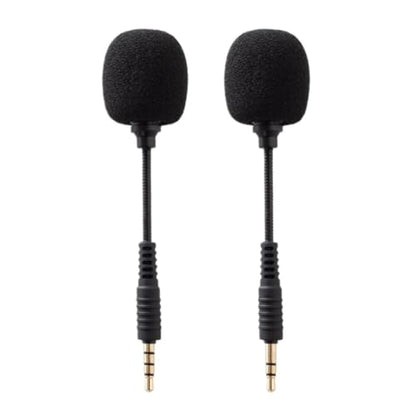 TEHAUX 2pcs Mini Noise-reducing Condenser Microphone for Phone Tablet Laptop, Flexible Gooseneck Design, Black, Plug-and-Play for Live Streaming and Video Recording