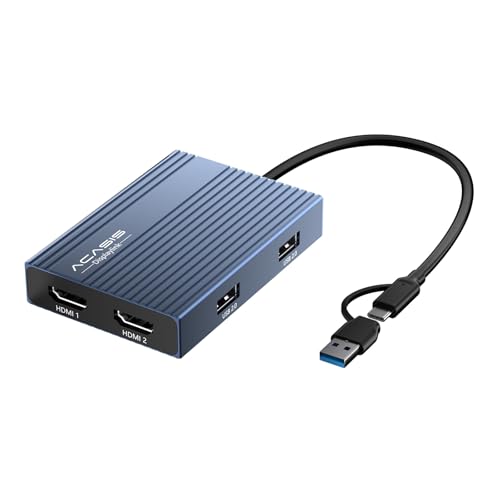 ACASIS USB C to Dual HDMI DisplayLink Adapter, 4K@60Hz, 2 HDMI & 3 USB-A Ports, 100W PD Charging, USB C DisplayLink Docking Station for Mac M1/M2/M3/M4/M5/Neo/Windows,USB A/C to Dual Monitor Adapter - color: Gray