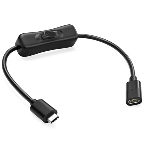 RIITOP USB Type-C Extension Cable with On Off Switch [1ft], USB 3.1 Type-C Male to Female Extension Cable with ON/Off Switch Support Video/Data/PD Charging