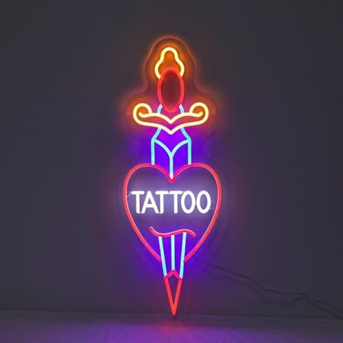 Tattoo Neon Sign Dimmable LED Tattoo Studio Neon Light Tattoo Open Light up Signs for Man Cave Tattoo Salon Studio Business Shop Wall Décor - color: Tattoo