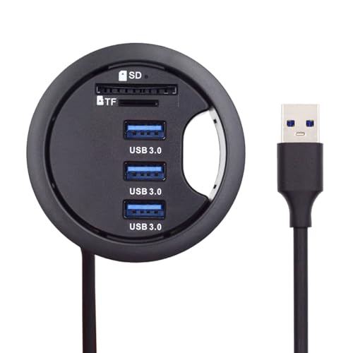 Xiwai USB 3.0 Hub Splitter, SD TF 3 Port USB Multiport Expander 60mm Desk Grommet Dock Station Micro-SD Card Reader for PC Desk Desktop - style: HUB02