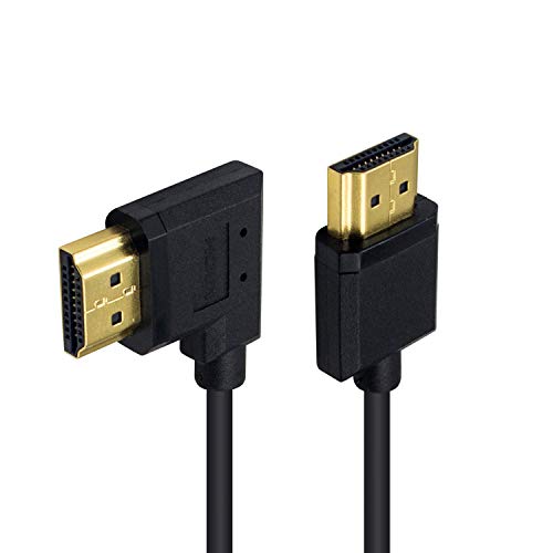 Duttek 4K Coiled Short HDMI Cable 1FT-4FT, Left Angled 90 Degree HDMI Male to Male Cable Extreme Thin/Samll for 3D and 4K Ultra HD TV Stick - size: Left Angled Male to Male 4FT/1.2M