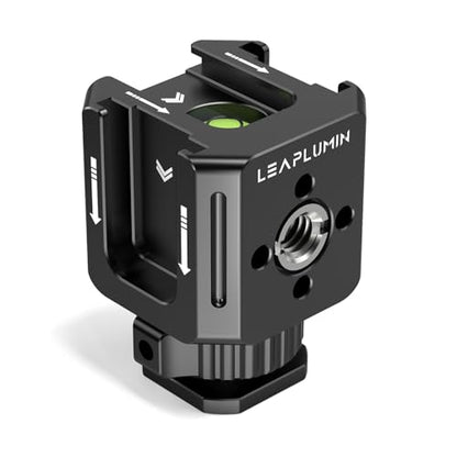 Triple Cold Shoe Mounts Adapter, 3/8'' Screw Hole to 1/4'' Screw Hole, Aluminum Alloy Hot Shoe Extension Bracke for DSLR Camera Flash Light, Monitor, Microphone-Black - color: Black
