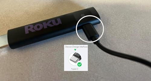 USB C Charger Cable Compatible for Roku Streaming Stick HD (New Model 2025), Streaming Stick Plus (2025), Roku Voice Remote Pro (2nd Edition), Indoor Camera, Battery Camera Charging Cord (5FT)