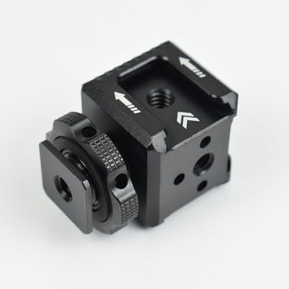 Triple Cold Shoe Mount Bracket, Camera Hot Shoe Mount Adapter with 1/4" Screw Holes for Flash Light Monitor Video Mic Compatible with Canon Nikon Camera Camcorder