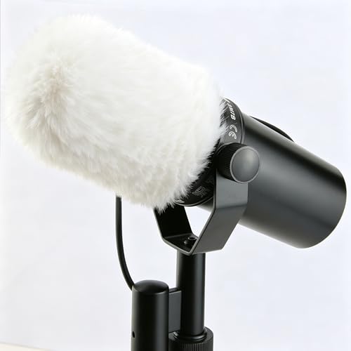 LEFXMOPHY White Furry SM7B Windscreen Pop Filter for Shure SM7B SM7dB Vocal Microphone Replacement Deadcat Wind screen Muff Cover - color: White