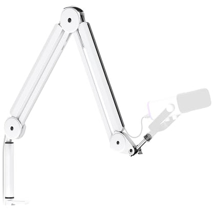 InnoGear Mic Boom Arm Microphone Stand Cable Management for Blue Yeti FIFINE AM8 K669B HyperX QuadCast S SoloCast AT2020 and Other Microphone, White - color: White, style: Standard Clamp