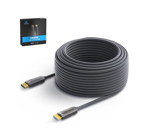 4K HDMI Cable 100 ft，Fiber Optic HDMI Cord (HDMI2.0b, 18Gbps, 4K 60Hz 4:4:4 RGB, 1080p), Ultra High Speed Uni-Directional Active Slim Cord, Compatible with PC Laptop PS3 PS4 Projector HDTV - color: Grey, size: 100 feet 4K