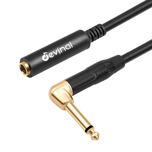 Right Angle 1/4 Inch TS Male to 1/4 Inch TS Female Cable, 6.35mm Mono Connector Patch Extension Adapter Best for V Shape Guitar 1 FT - color: 1 FT 1 pcs