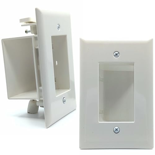 DataComm Electronics Easy-Mount TV Media Organizer Kit, In-Wall Cable Management for Low-Voltage Cables, DIY-Friendly Cord Hider for Wall-Mounted TV - style: White - Bullnose Plate / 2-Pack