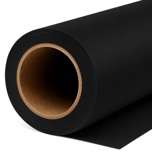 Yizhily Seamless Jet Backdrop Paper Roll, 53" x 16.4', Heavyweight MatteJet Photo Background for Small Studio Headshots, Tabletop Product & Food Photography - color: Jet, size: 53" x16.4'