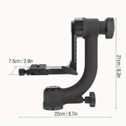 Aluminum Alloy Gimbal Tripod Head with 1/4" Quick Release Plate - 360° Rotating Ball Head, Smooth Pan & Tilt for DSLR, Live Streaming, Bird Watching, Outdoor Shooting Stabilizer, Camera Stabilizer
