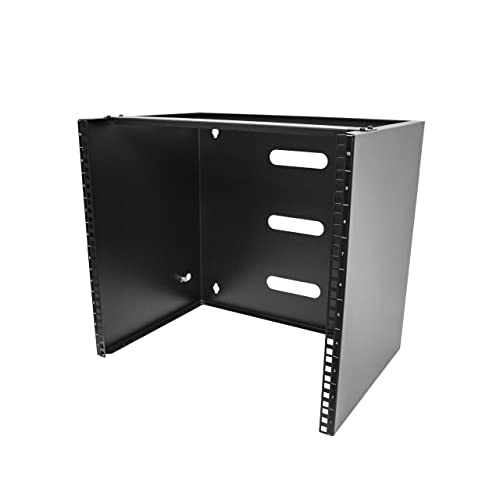 StarTech 10U 19in Wall-Mount Network Rack, 14in, 77lb (RACK-10U-14-BRACKET) | Low-profile shallow rack, M6 screws and cage nuts, Fits gear up to 12in deep, Rear cable slot, Steel - size: 10U