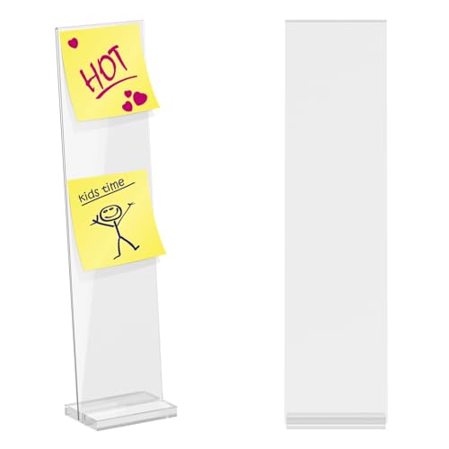 2 Pack Acrylic Monitor Memo Board with Removable Base, Portable Sticky Note Holder, Transparent Message Board Sign for Laptop, Desktop
