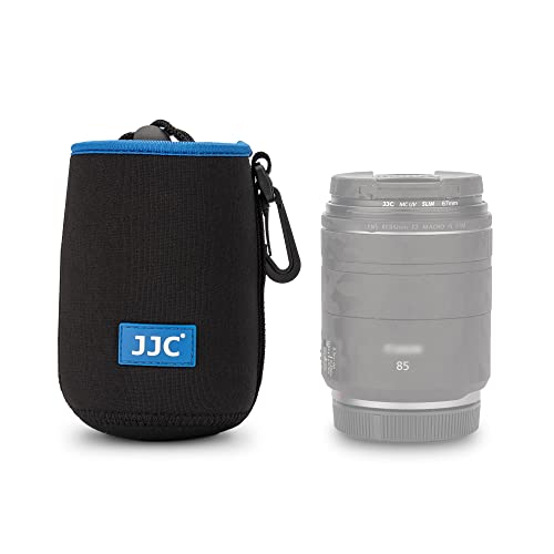 JJC Drawstring Neoprene Camera Lens Pouch Case, Protective Lens Bag for Mirrorless Lenses Up to 3.3 x 5.1 (D X H) for Canon RF 85mm EF-S 18-135mm Sony E 18-105mm E 55-210mm and More - size: M (3.3" x 5.1")