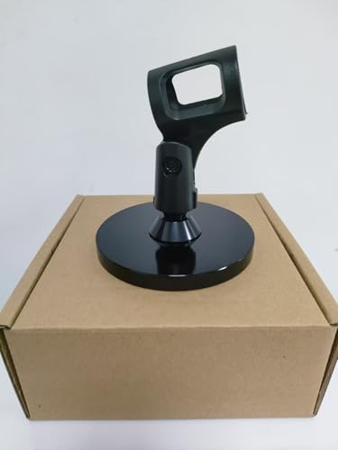 Gooseneck Podium Microphone Mount Stand, 13 inch Flexible Arm with Weighted Base and Clip, Black