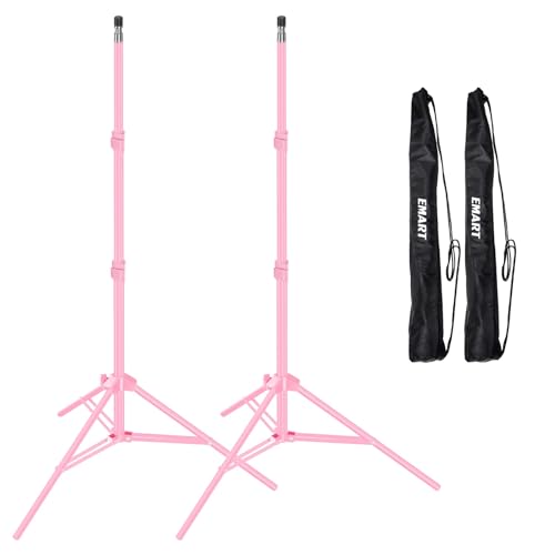 EMART 7 Ft Light Stand for Photography, Portable Photo Video Tripod Stand, 2 Pack Lighting Stand with Carry Case for Speedlight, Flash, Softbox,Strobe Light, Camera, Photographic Portrait -Pink - color: Pink