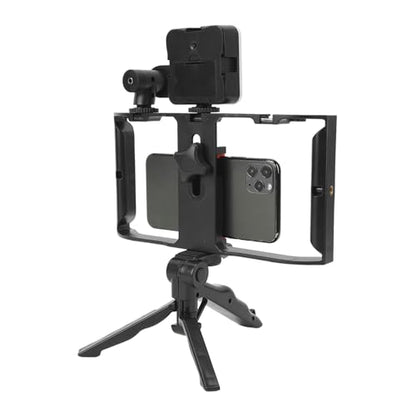 aqxreight Phone Live Streaming Kit with Fill Light Microphone Sound Cable Phone Handheld Tripod Video Rig Kit for Vlog No to a Functionalit Live Streaming KitPhone Video Rig