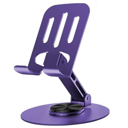 Universal Metal Cell Phone Stand, Multi-Angel Adjustable 360° Rotation Non-Slip Metal Phone Stand Compatible with iPhone 17 16 Pro Max and All Smartphones (Purple) - color: Purple