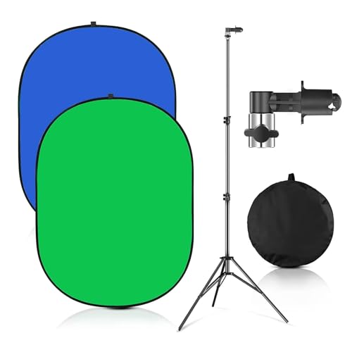 Green Screen Chromakey Backdrop with Stand,Portable 59 * 39inch Blue&Green Screen 2 in 1 Pop Up Collapsible Backdrop for Photo and Video Shooting,Gaming(Green & Blue) - color: Green&Blue
