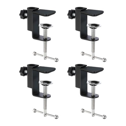 PATIKIL 0.47" Hole Dia. Desk Clamp, 4 Pcs Aluminum Alloy Bracket Universal Adjustable C-Clamp Mount Holder for Microphone Mic Arm Table Lamp Stand, Black - color: Black