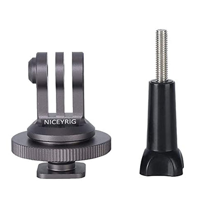 NICEYRIG Hot Shoe Mount Adapter for GoPro Hero 10/9/8/7/6/5, DJI Osmo Action, AKASO Brave 8/7/6 Applicable for Tripod Selfie Stick Monopod and DSLR Camera - 434 - color: Universal