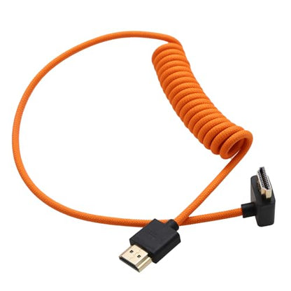 HDMI 8K 4K Cable for ATOMOS Ninja V Shinobi, Sony FX3 A7RV, Canon R5II Lumix Nikon Z6III, BMPCC6K, TV Computer Camera Monitor Gimbal FEELWORLD Portkeys SmallHD, Down Angled, 50cm Spiral - size: Down Angled to Straight