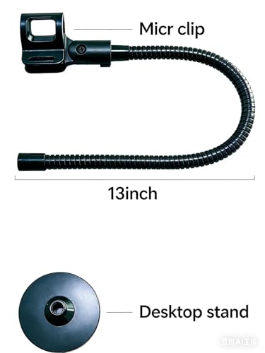 Gooseneck Microphone Stand for Podium, Adjustable 13 inch Flexible Goose neck Mic Holder Clip for Table Heavy Duty,Pulpit Mic Desktop Moun,Phone Holder for Aser live,Barbers.