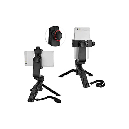 Smartphone Stabilizer, Foldable Cellphone Gimbal Holder Handheld Hand Grip Mount Bracket with Three Sided Selfie Sticks for Photography