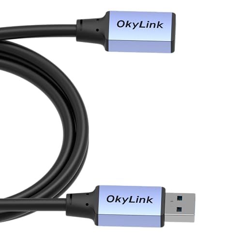 OkyLink USB 3.0/3.2 Gen 1 Extension CableA to A, Male to Female 5Gbps 5ft | 1.5m, with Aluminum Housing, Plug and Play,for Hard Drive, SSD, Printer, PC - color: USB3.0(5Gbps), size: 5ft (1.5m)