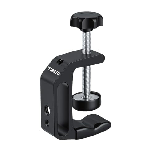 UTEBIT 0.36"-2" Aluminum C-Clamp for Desktop Mount Holder, Black | 2 Pack Universal Desk Clamp with 1/4" and 3/8" Thread, Adjustable Versatile Clamp for Desktop Mount Tables Desk - size: 0.36-2.0 inch