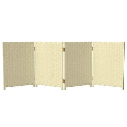 Red Lantern 2 ft. Short Woven Fiber Folding Screen - 4 Panel - Cream - color: Cream, size: 4 Panel