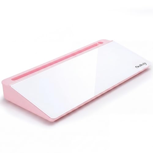 Chalkola Pink Glass Desktop Whiteboard with Storage - Dry Erase Board, Work Desk Organizers, Computer Keyboard Stand, Home Office Desk Accessories, Workspace Desktop Buddy - color: Pink