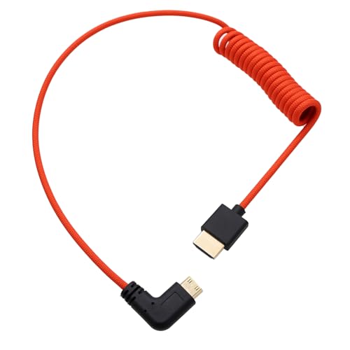 Mini HDMI to HDMI 8K 4K60p Cable for Canon EOS R RP XA70 6D Mark II 5D Mark IV Camera ATOMOS Ninja V SmallHD Ultra Monitor, Rigth Angle Type A C HDMI 2.1 Red 50cm