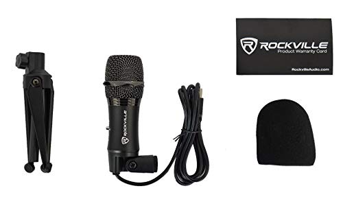 Rockville Z-Stream Bundle: USB Condenser Microphone for Streaming, Podcasting, and Video Calls, PRO-M50 Studio Headphones with Detachable Cable and Case, 2-Items