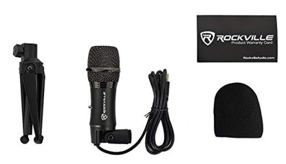 Rockville Z-Stream Bundle: USB Condenser Microphone for Streaming, Podcasting, and Video Calls, PRO-M50 Studio Headphones with Detachable Cable and Case, 2-Items