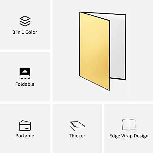 Meking 17" x 12"/43 x 30cm Light Reflector Photography Cardboard, 3-in-1 Studio Foldable Light Diffuser Board for Still Life Product and Food Photo Shooting - Gold, Black, White - color: A3-1 Pack Gold