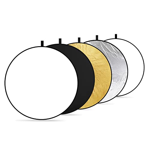NEEWER 32 Inch/80 Centimeter Light Reflector Light Diffuser 5 in 1 Collapsible Multi Disc with Bag - Translucent, Silver, Gold, White, and Black for Studio Photography Lighting and Outdoor Lighting - size: 80cm