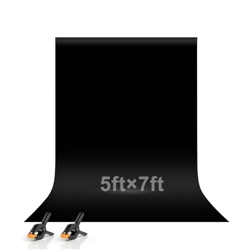 EMART Photo Black Backdrop Curtain, 5 x 7 ft Photography Black Background Fabric Cloth, Back Drops Pack for Photoshoot Party Birthday - size: 5x7ft