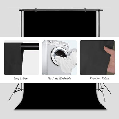 Black Backdrop Virtual Black Background Sheet Fabric Wrinkle Resistance Photo Background for Photo Studio Shooting Props 10x10FT - color: Black, size: 10x10FT