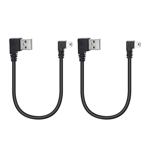 Short Mini USB Charging Cable 9inch, Right Angle Mini USB Male to USB 2.0 Type A Male Data Sync and Charge Cable, for Dash Cam, DigitalCamera, Hard Drive, MP3 Player, Phone (2Pcs) - style: 2Pcs Mini USB - Right Angle