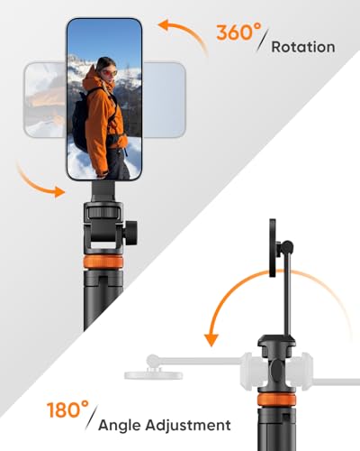 EUCOS 62" Magsafe Tripod, Tripod for iPhone & Magnetic Selfie Stick Tripod with Remote, Strong Magnetic Phone Holder for Magsafe, Extendable Phone Tripod Stand for iPhone