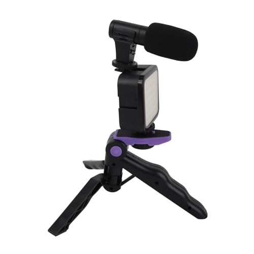 Live Video Mobile Phone Photography Set with Fill Light, Microphone & Desktop Tripod, Adjustable Brightness & Noise Reduction - Portable Live Streaming Kit for Content Creato