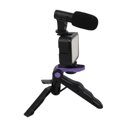 Live Video Mobile Phone Photography Set with Fill Light, Microphone & Desktop Tripod, Adjustable Brightness & Noise Reduction - Portable Live Streaming Kit for Content Creato