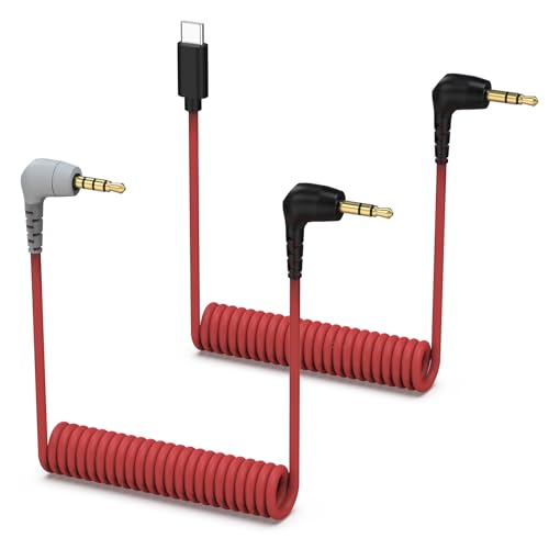 2-Pack Microphone Adapter Cable Set – USB-C to 3.5mm TRS for iPhone 15/16, Samsung, Pixel & Android, 3.5mm TRS Patch Cable for Camera Mic Input for Rode, Movo, Deity, Comica, Wireless GO II