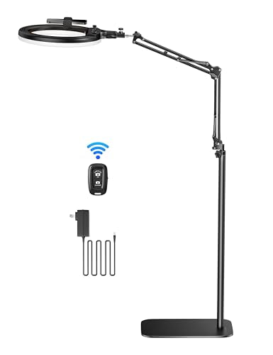 Ring Light Overhead Phone Mount,14'' LED Ring Light with Stand and Phone Holder,CRI Max 96 Professional for Video Recording,Live Streaming,Cooking and Content Creation(66.9High)